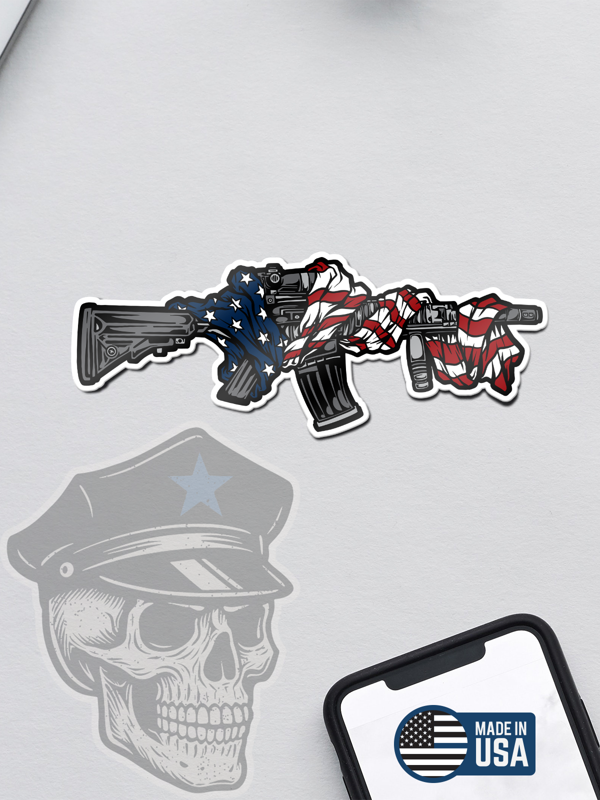 American Flag Wrapped Rifle Sticker